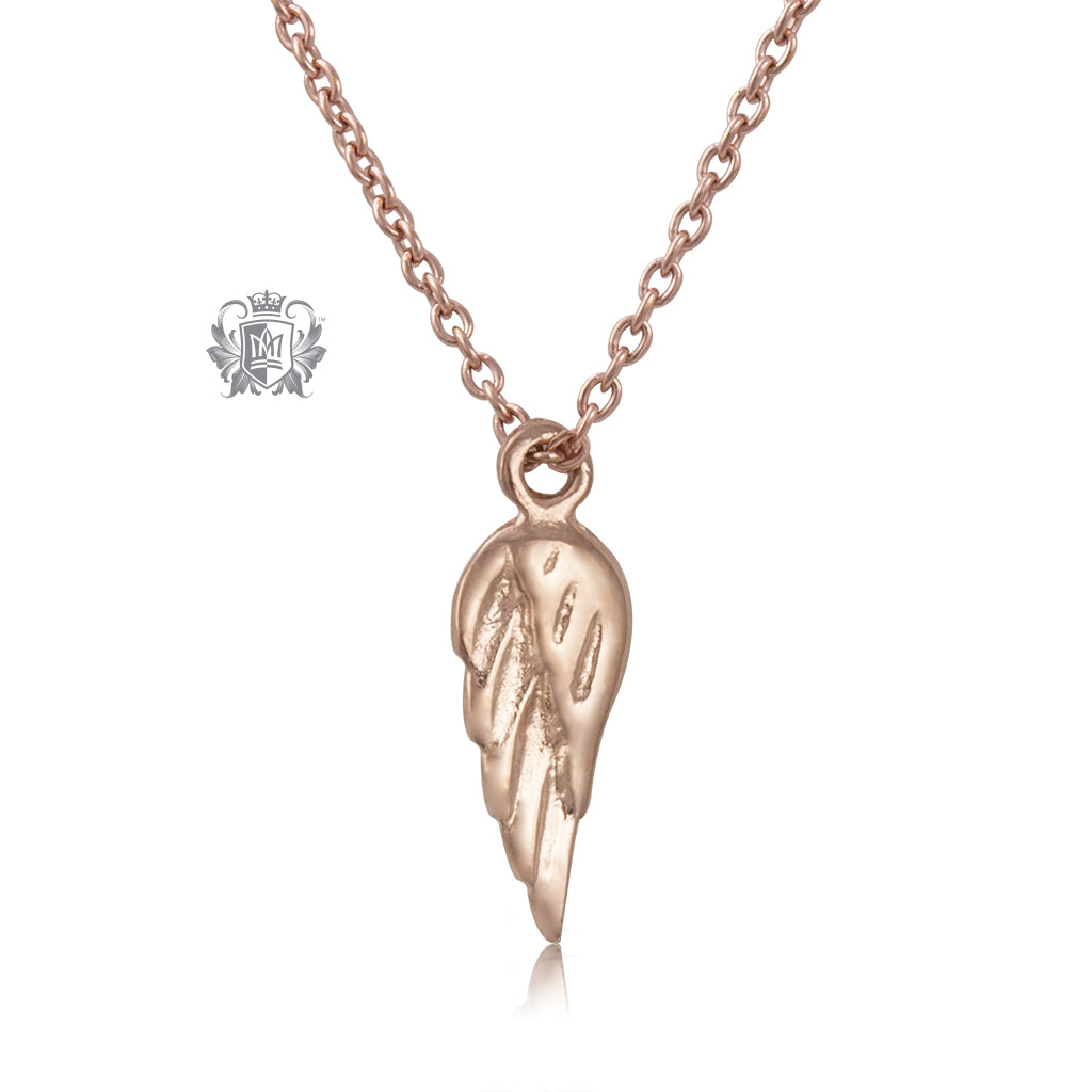 Rose gold angel wing on sale pendant