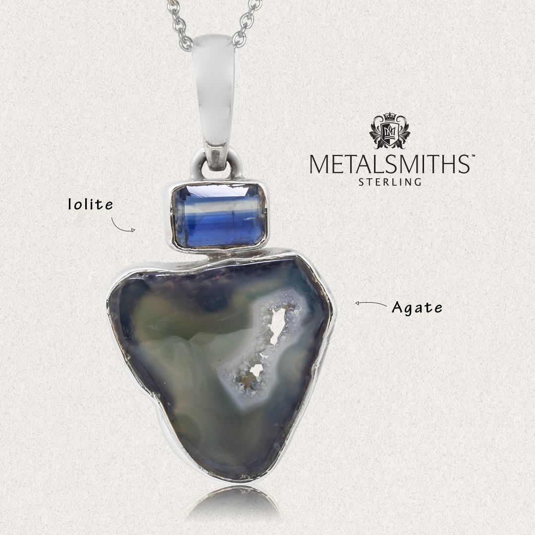 Iolite and Denim Agate Pendant