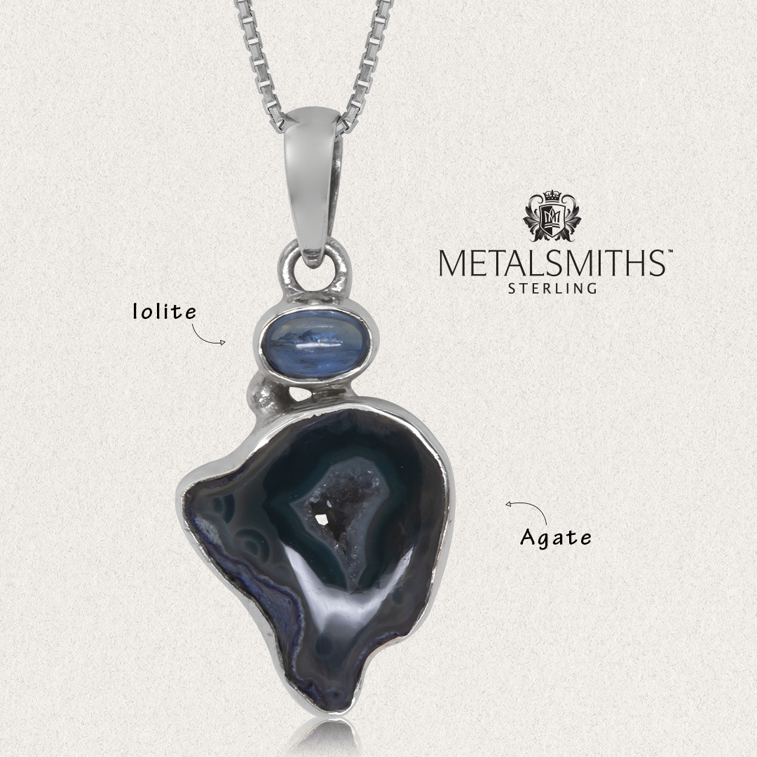 Iolite and Denim Agate Pendant