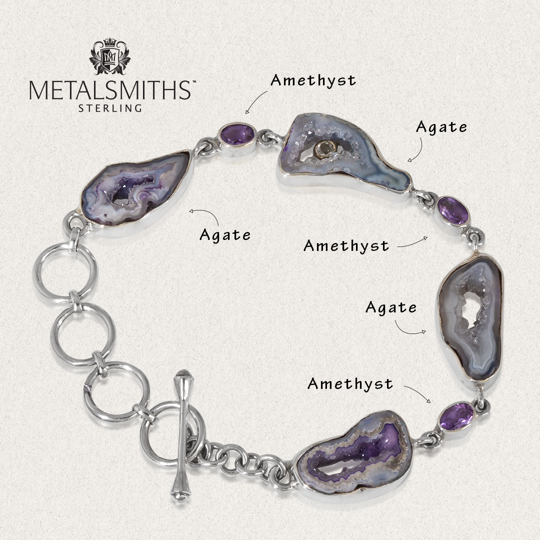 Amethyst Agate & Amethyst Toggle Bracelet