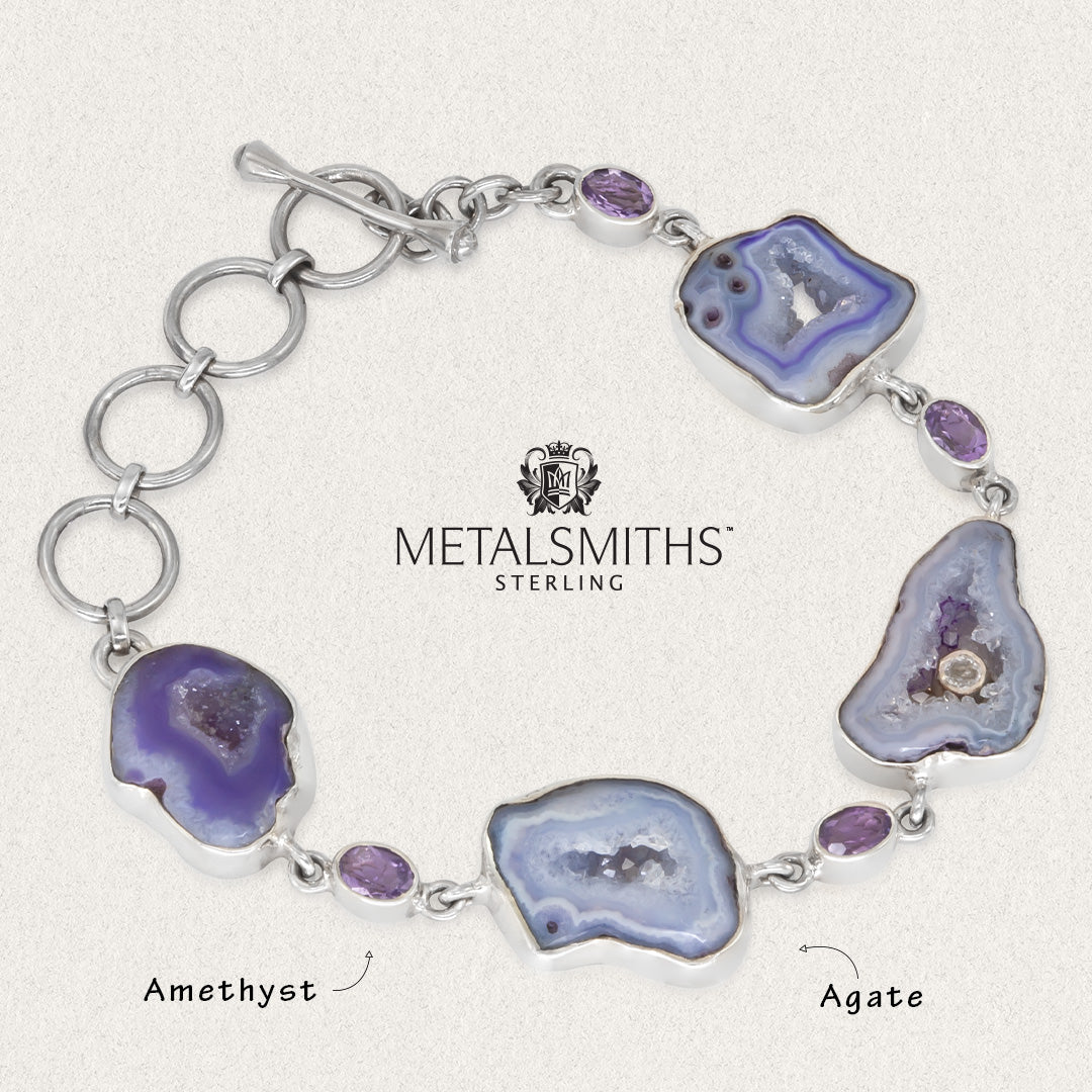 Amethyst Agate & Amethyst Toggle Bracelet