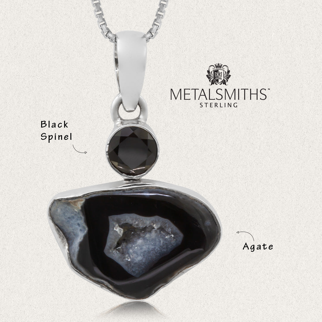 Black Spinel and Black Agate Pendant