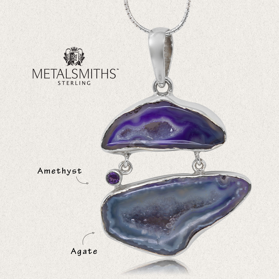 Amethyst Agate Double Pendant