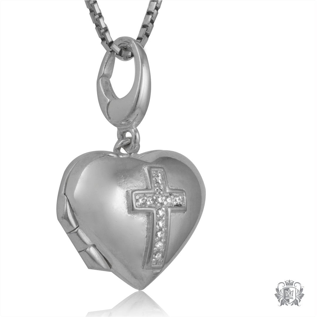 Cross Heart Locket Charm