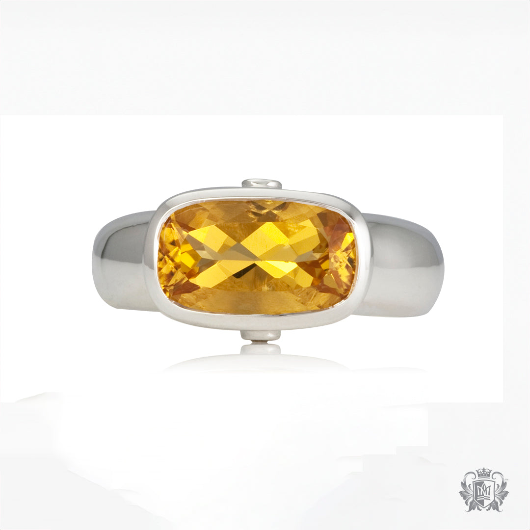 Citrine Cushion Ring with Diamond Accents