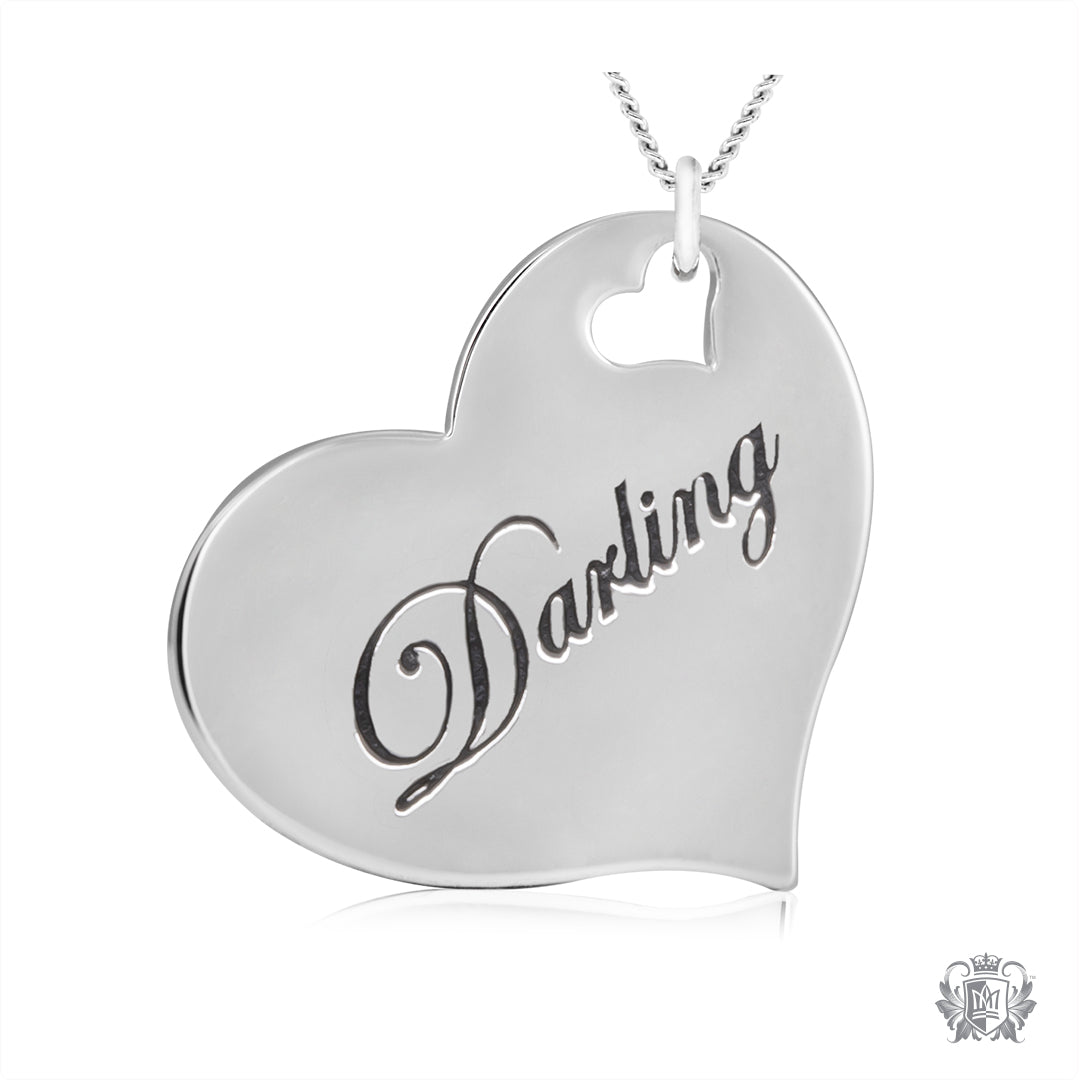 Love heart deals engraved necklace