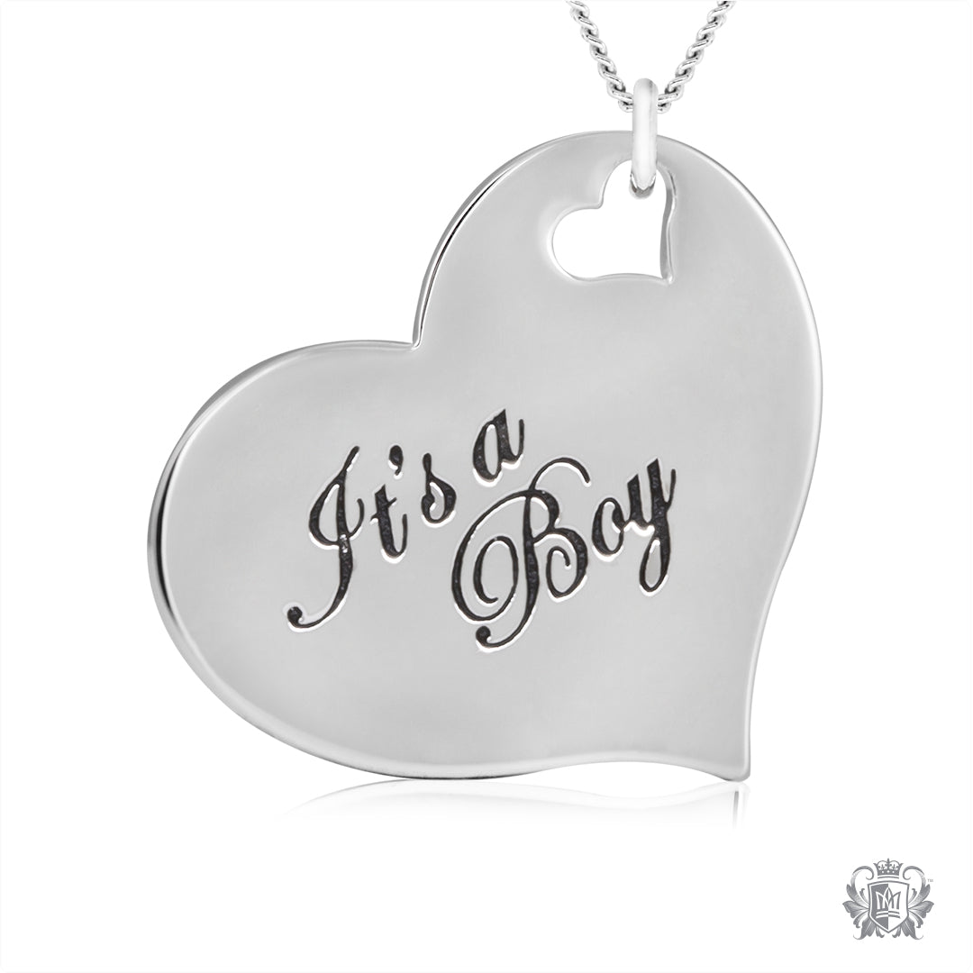 Engraved Heart Pendant-It's a Boy