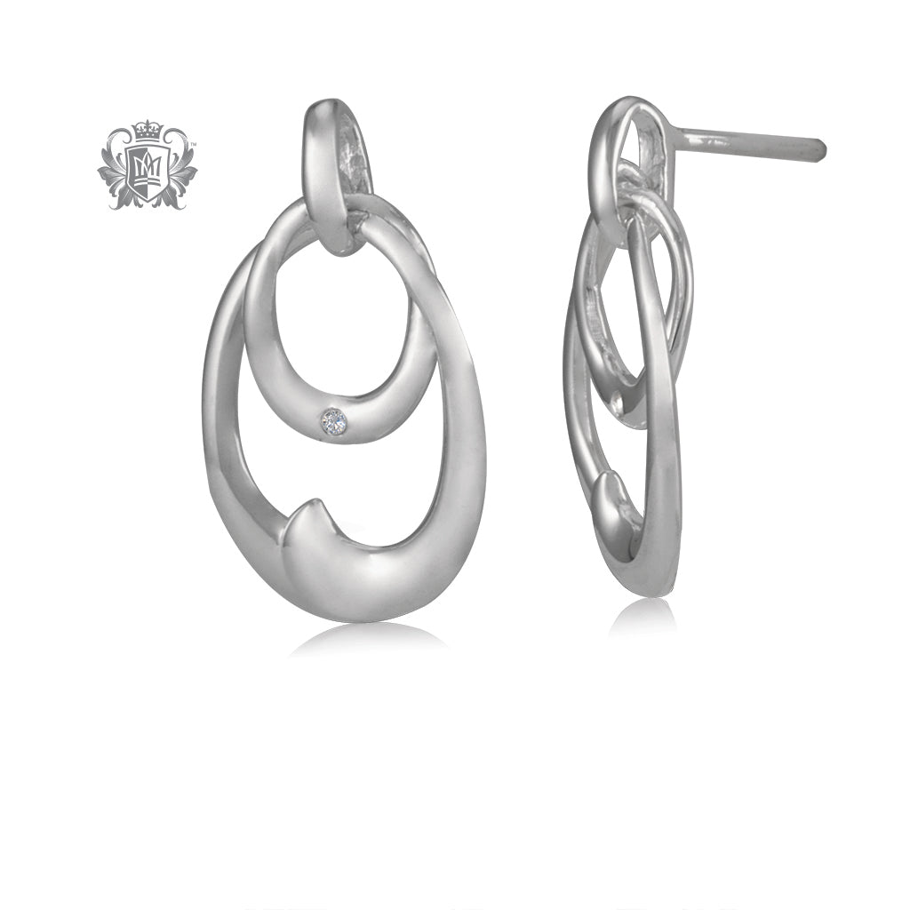 Diamond Double Loop Studs