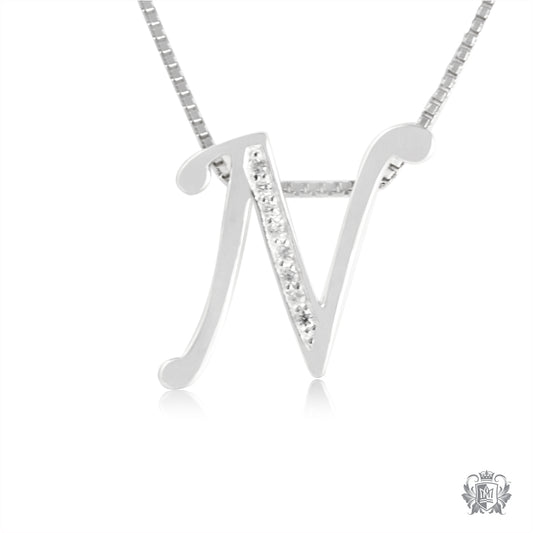 Cubic Pave Set Letter N Pendant