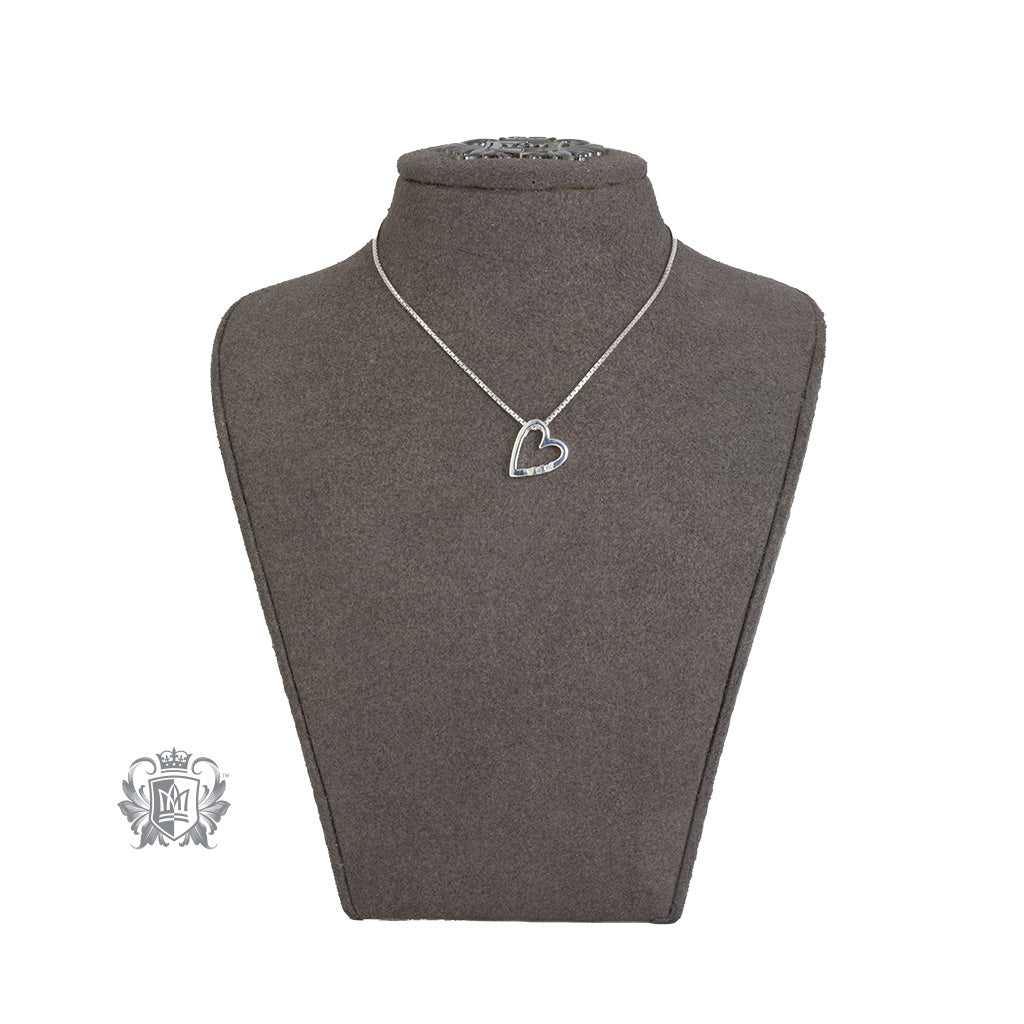 Three Diamond Medium Heart Necklace