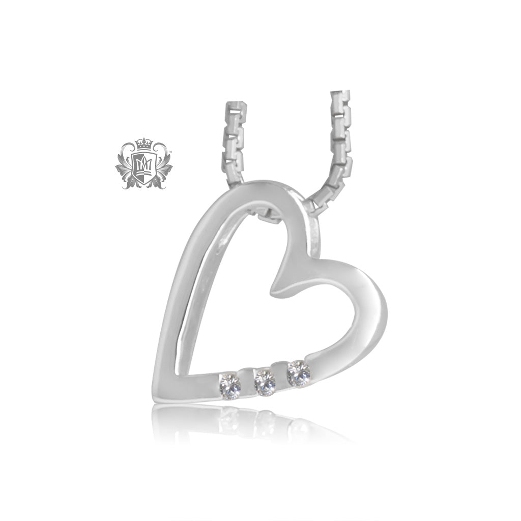 Three Diamond Medium Heart Necklace – Metalsmiths Sterling