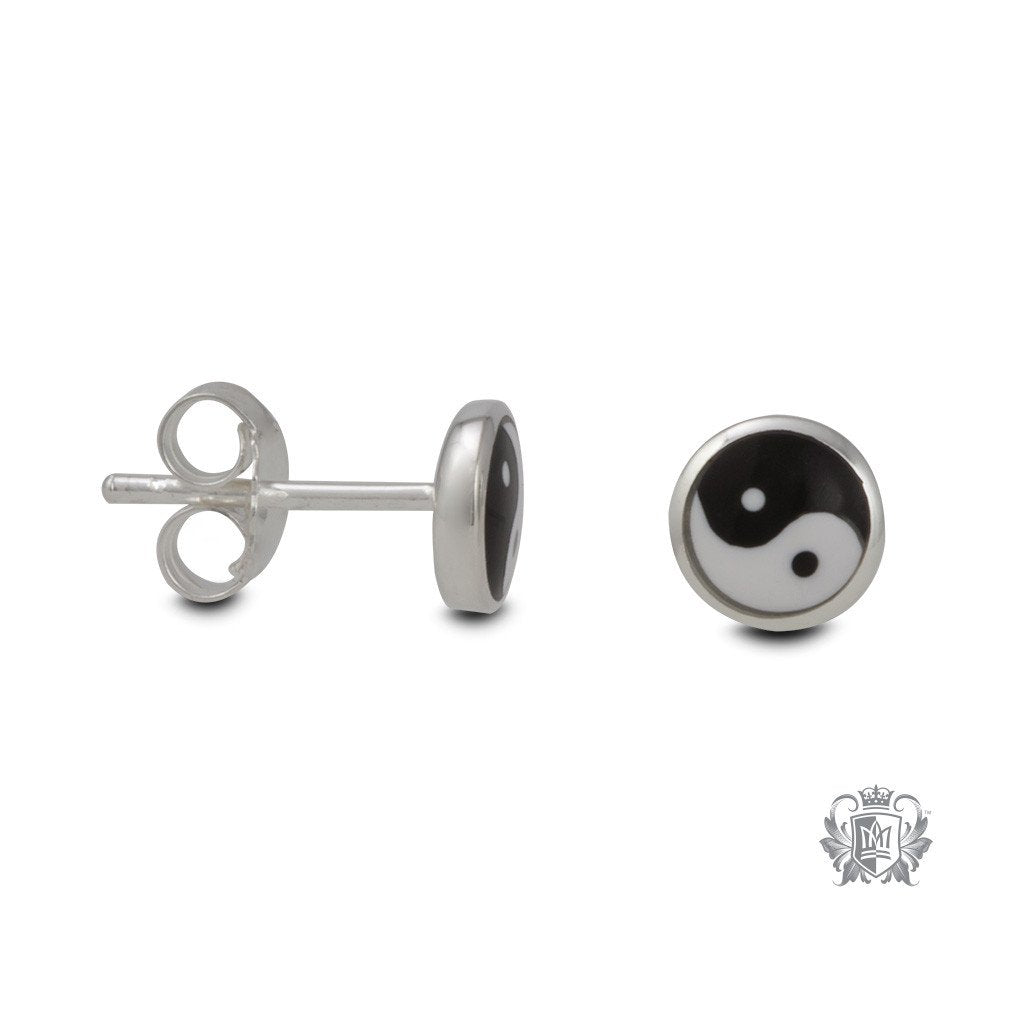 Yin yang stud earrings shop sterling silver