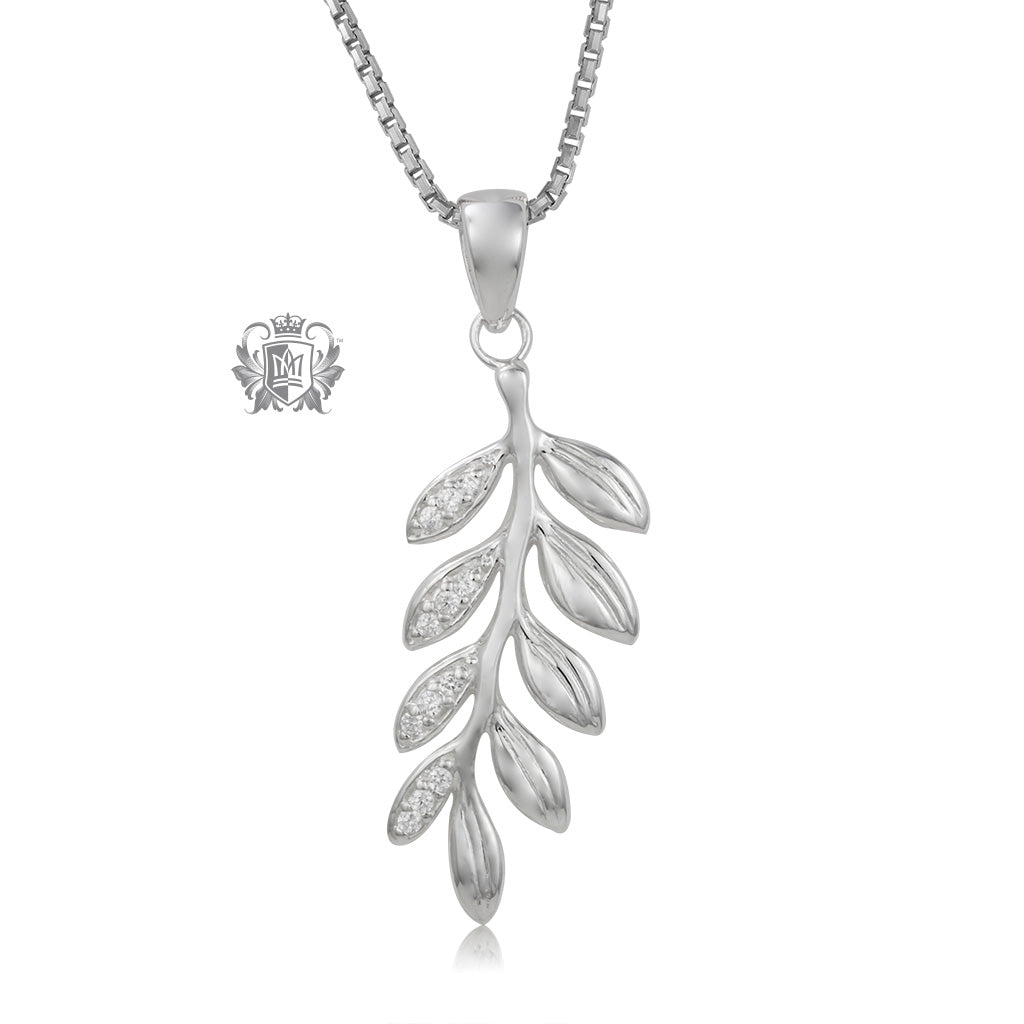 Pavé Olive Leaf Pendant